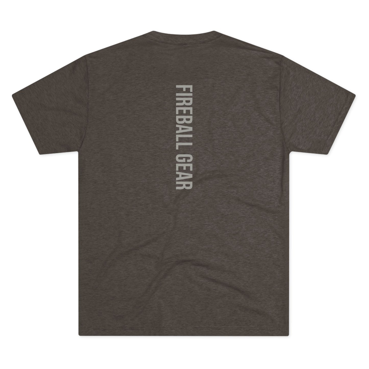 Fireball Gear - Camiseta unisex de mezcla triple gris y blanca con llamas y engranajes centrados