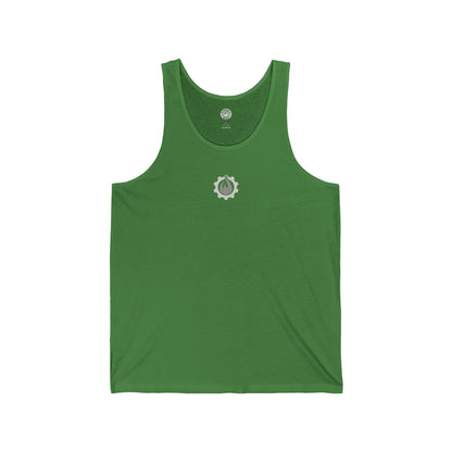 Camiseta sin mangas unisex Fireball Gear - Flame &amp; Gear - Gris y blanca