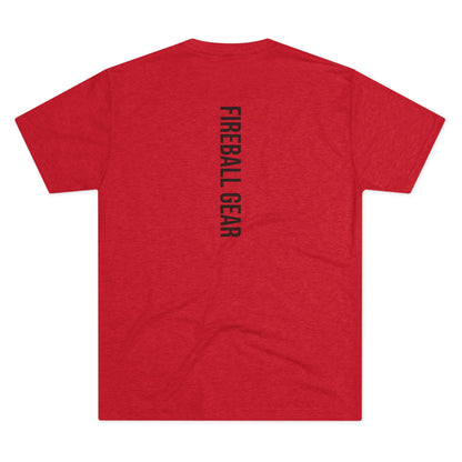 Fireball Gear - Camiseta unisex de mezcla triple negra con llamas y engranajes