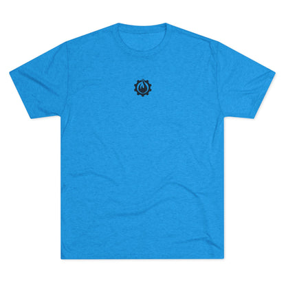 Fireball Gear - Camiseta unisex de mezcla triple negra con llamas y engranajes