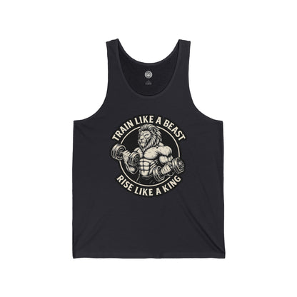 Beast Mode Series - Train Like a Beast, Rise Like a King - Fitness Jersey Tank Top