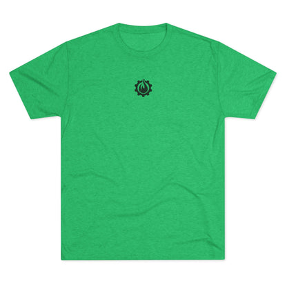 Fireball Gear - Camiseta unisex de mezcla triple negra con llamas y engranajes