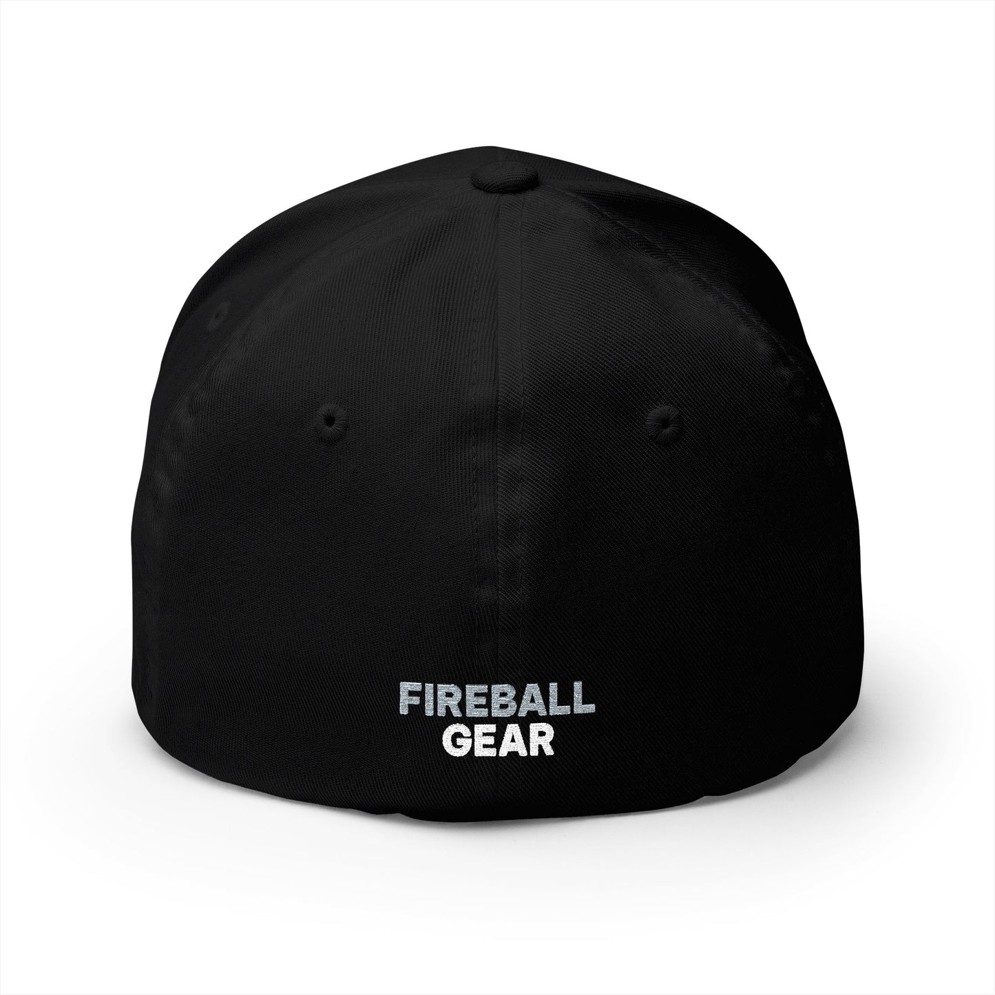 Fireball Gear - Brand Logo - Flame & Gear - Gray & White - FlexFit Cap