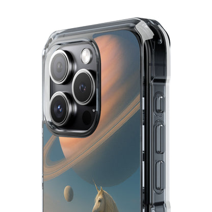 Fundas magnéticas transparentes de impacto para iPhone con diseño de unicornio cósmico