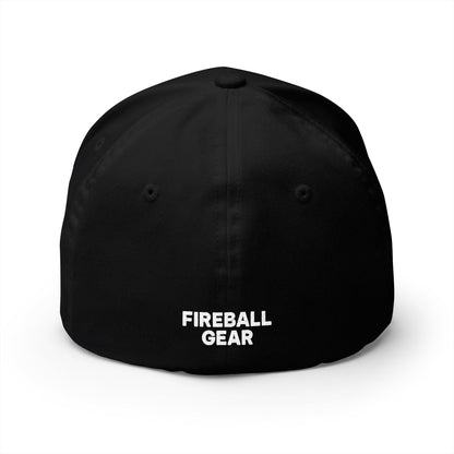 Fireball Gear - Flame & Gear - White - FlexFit Embroidered Baseball Cap