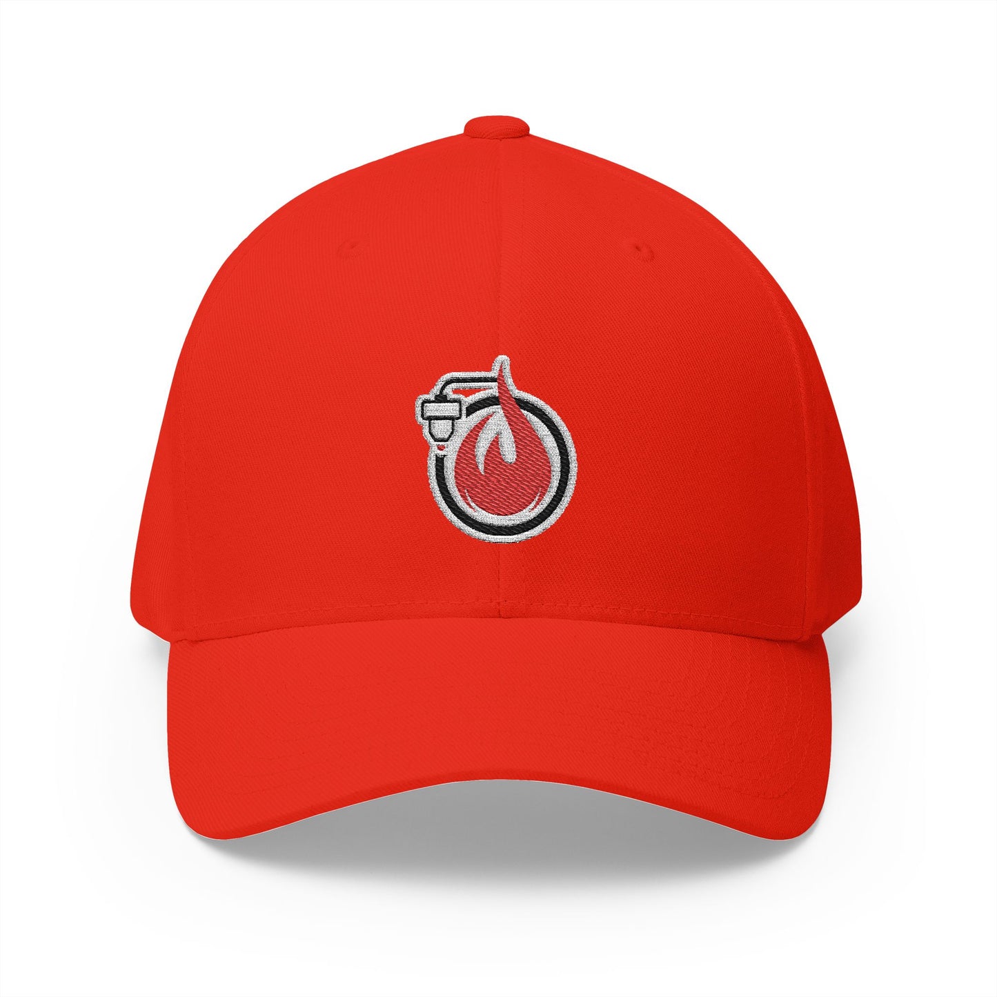 Fireball 3D - Brand Logo - Red & White - Dark Colors - FlexFit Cap