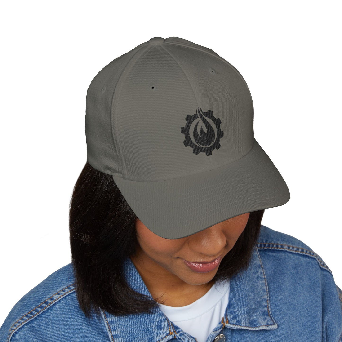 Fireball Gear - Flame & Gear - Black - FlexFit Embroidered Baseball Cap