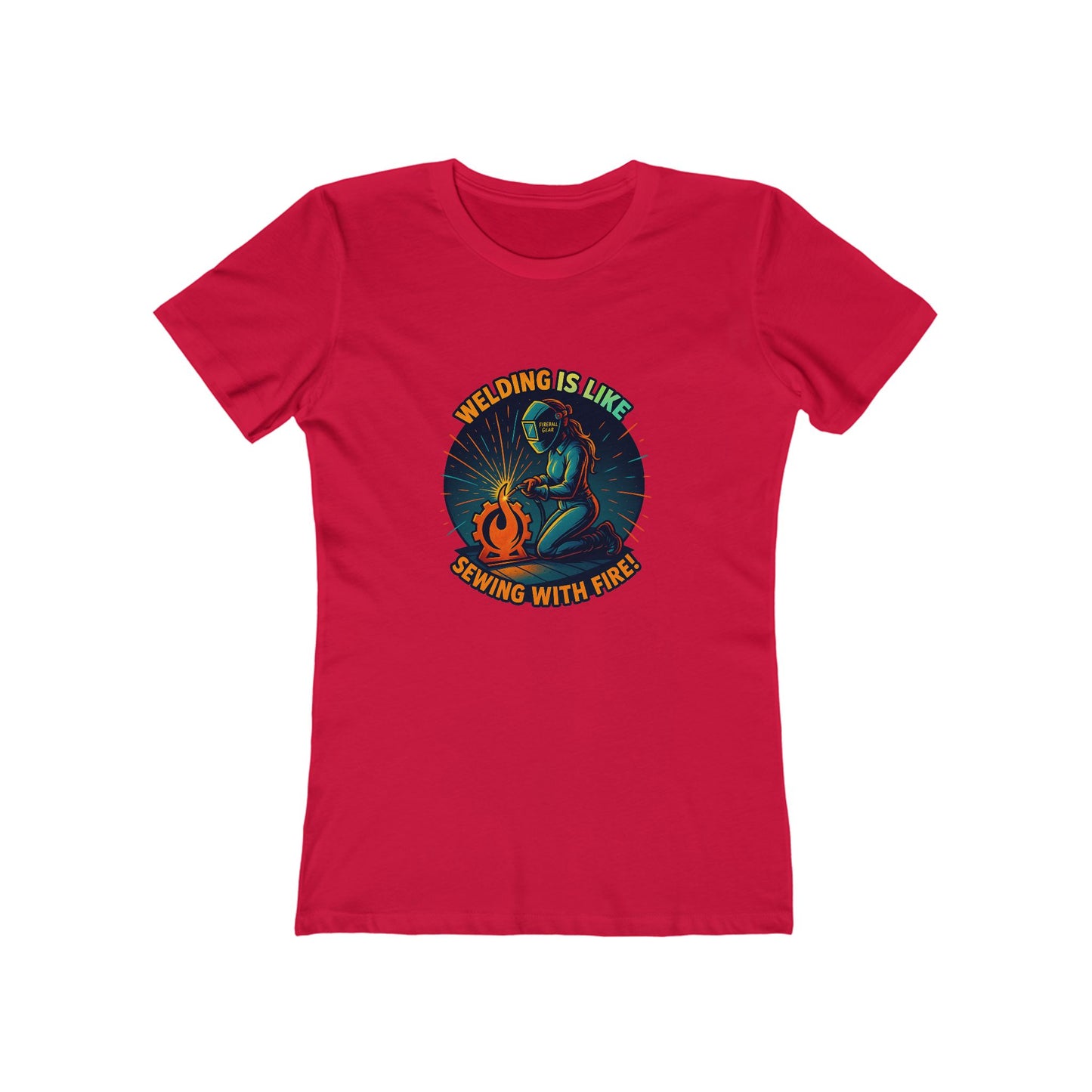 Soldar es como coser con fuego - Camiseta ajustada para mujer